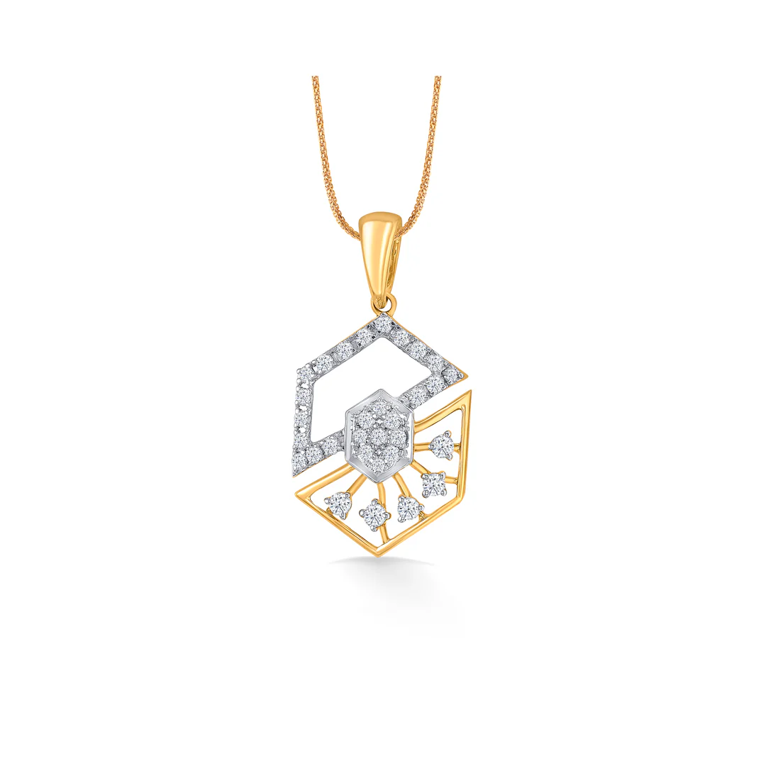 Hexa Spark Gold & Diamond Pendant Set For Women - Image 5