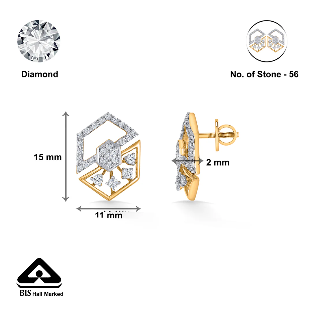 Hexa Spark Gold & Diamond Pendant Set For Women - Image 8