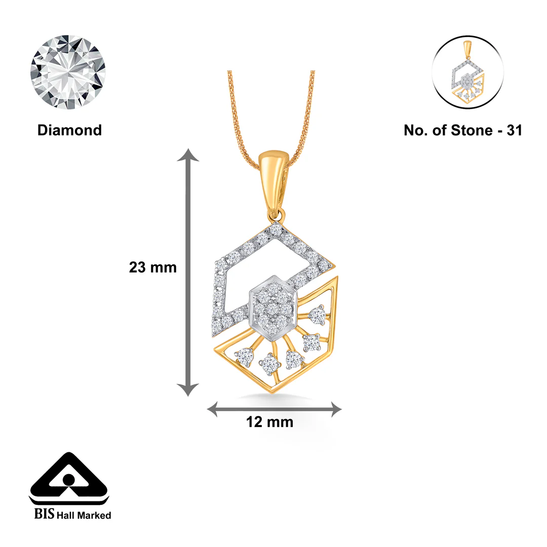 Hexa Spark Gold & Diamond Pendant Set For Women - Image 9