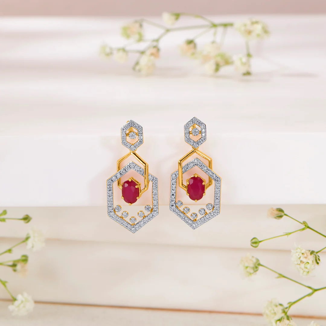 Hexad Gold & Diamond Drops & Dangler Earring For Women