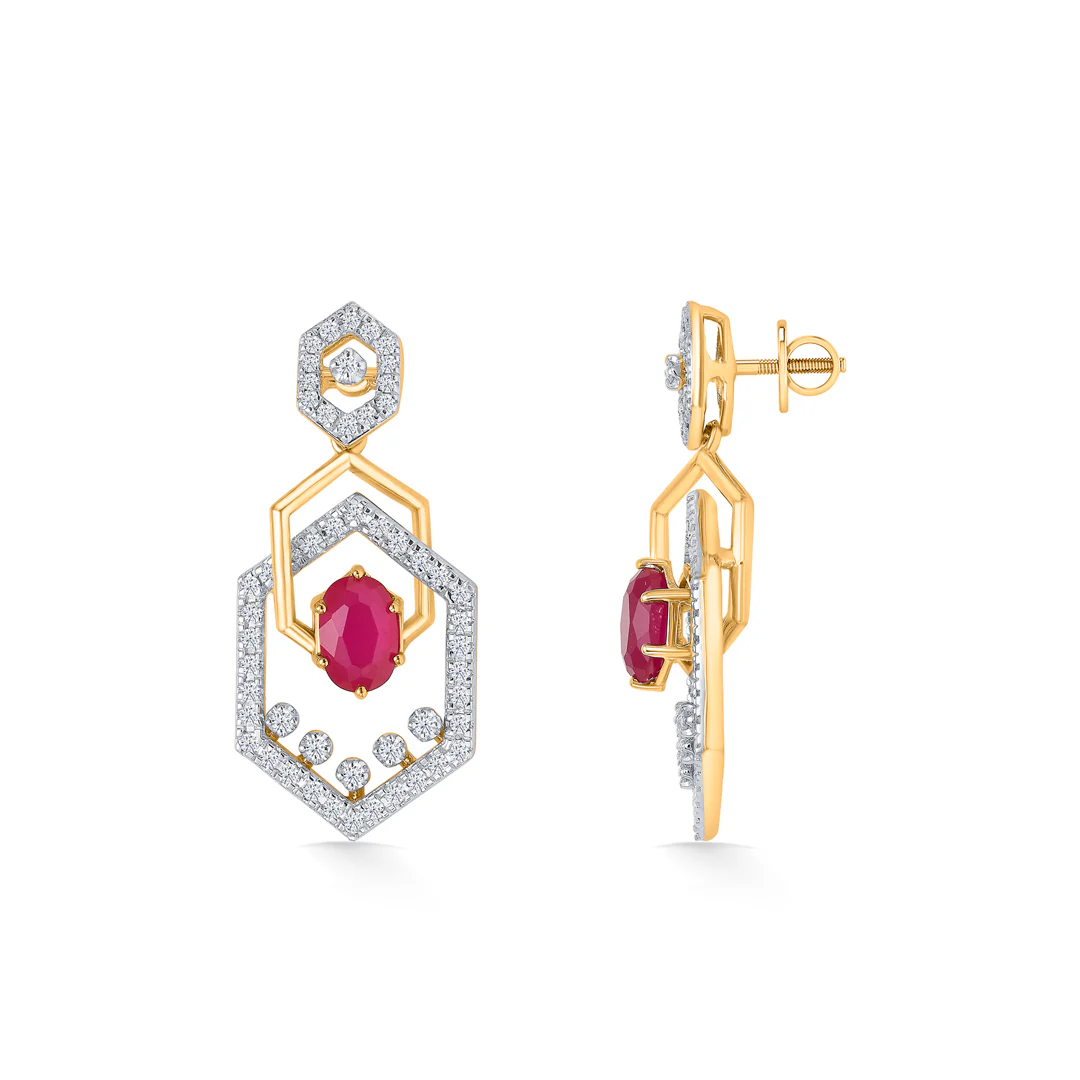 Hexad Gold & Diamond Drops & Dangler Earring For Women - Image 3