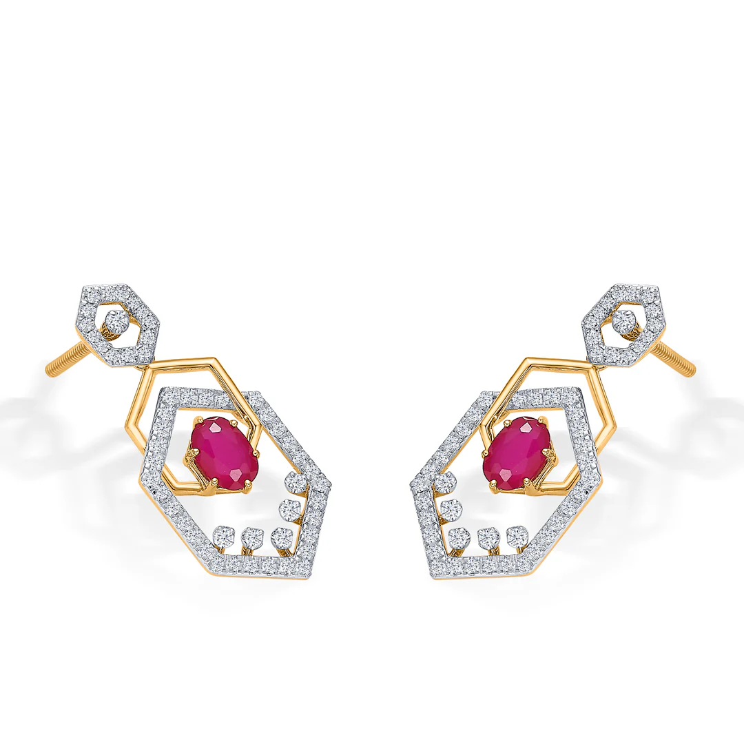 Hexad Gold & Diamond Drops & Dangler Earring For Women - Image 4