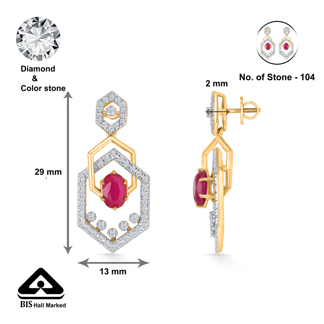Hexad Gold & Diamond Drops & Dangler Earring For Women - Image 5