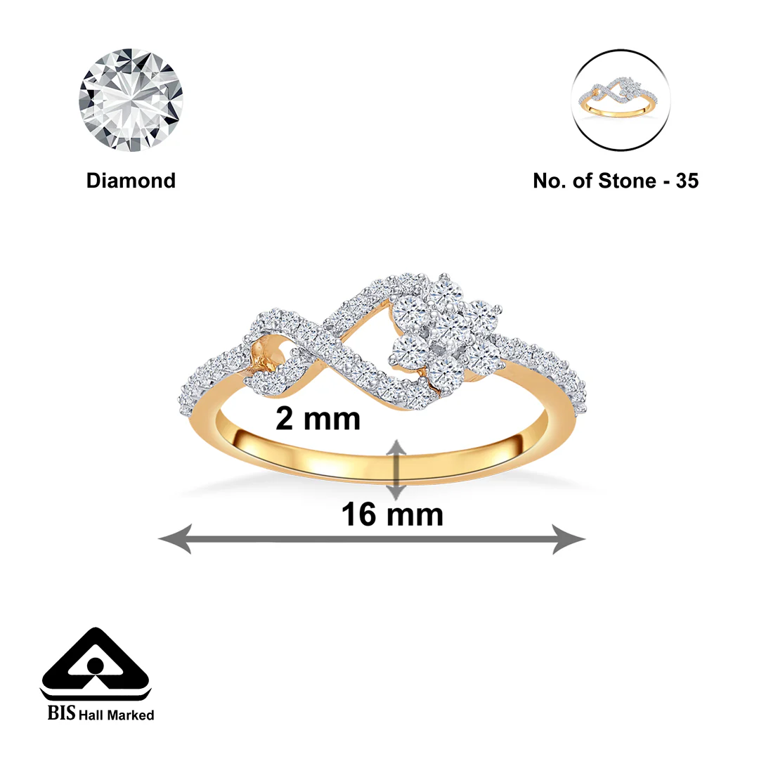 Infinity Gold & Diamond Casual Ring For Women - Image 4