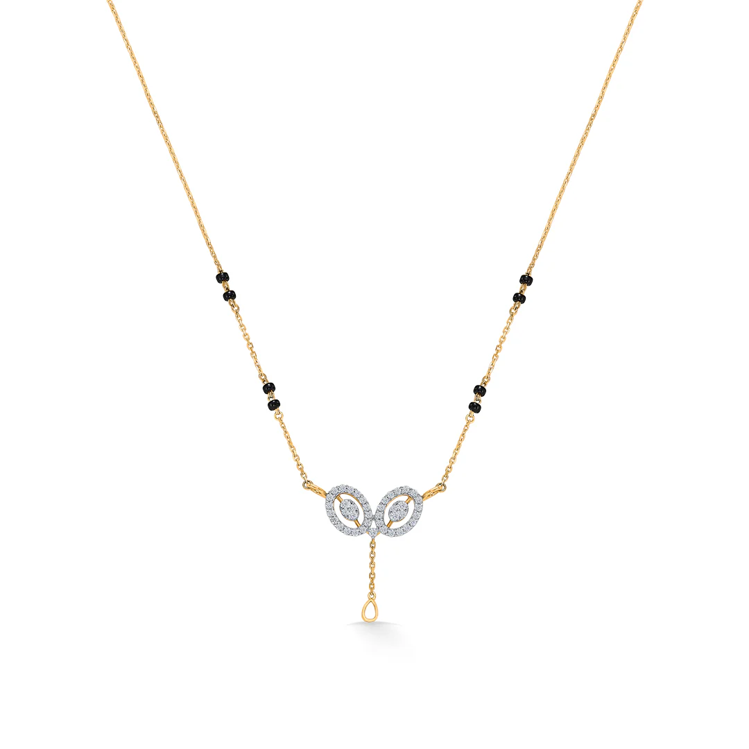 Auspicious Classic Gold & Diamond Modern Mangalsutra For Women - Image 3