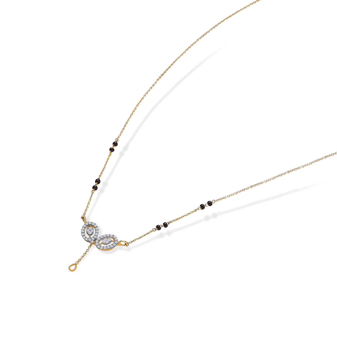 Auspicious Classic Gold & Diamond Modern Mangalsutra For Women - Image 4