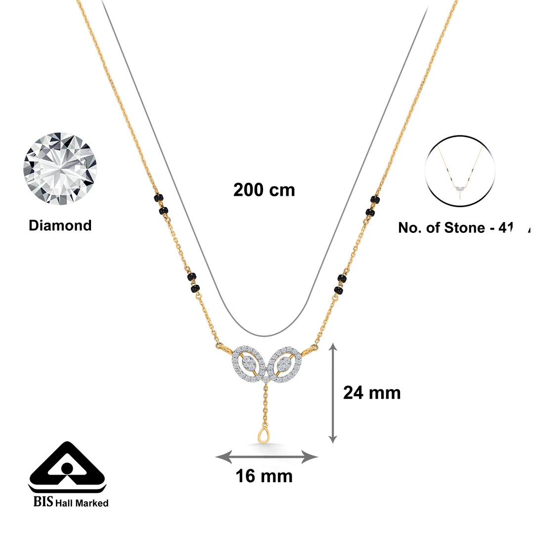 Auspicious Classic Gold & Diamond Modern Mangalsutra For Women - Image 5
