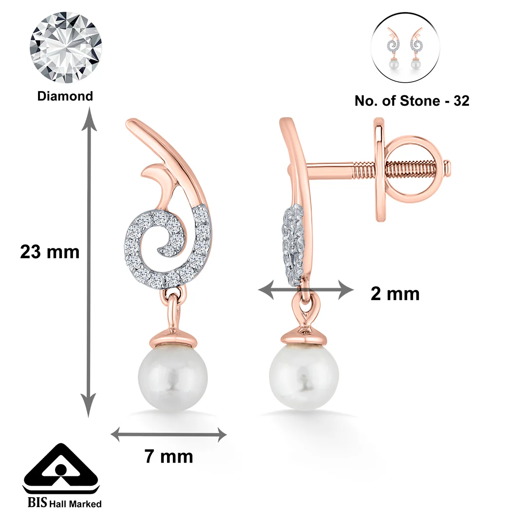 Iris Pearl Rose Gold Stud Diamond Earring For Women - Image 5