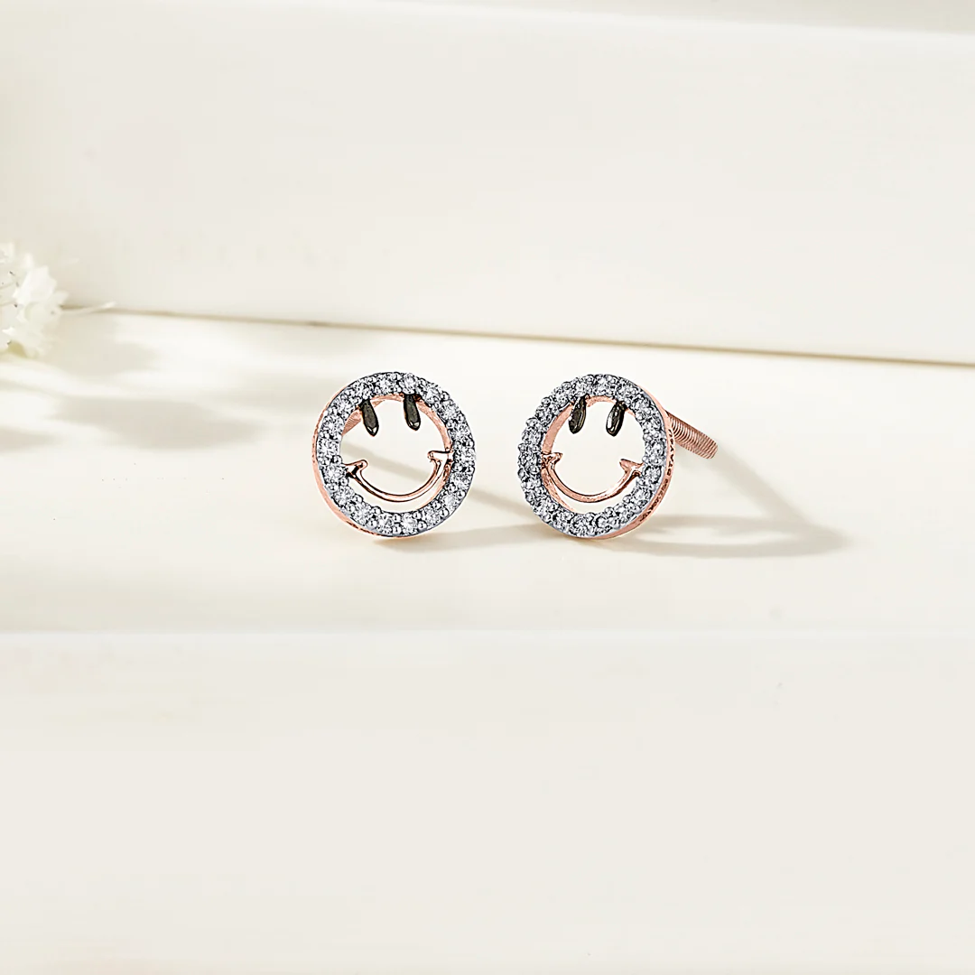 Jolly Shine Rose Gold Stud Diamond Earring For Women