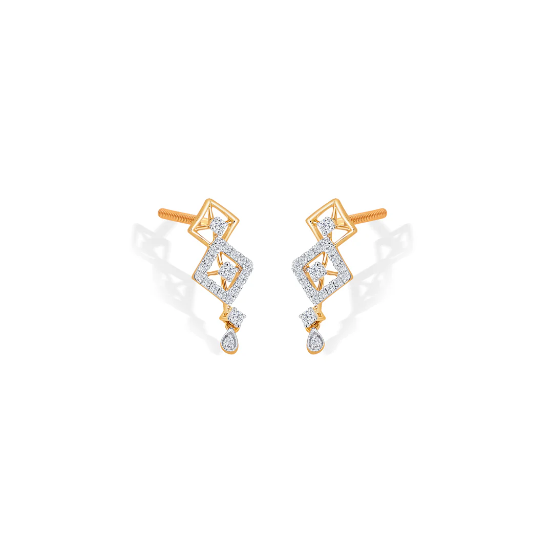 Kite Yellow Gold & Diamond Drops & Dangler Earring - Image 3