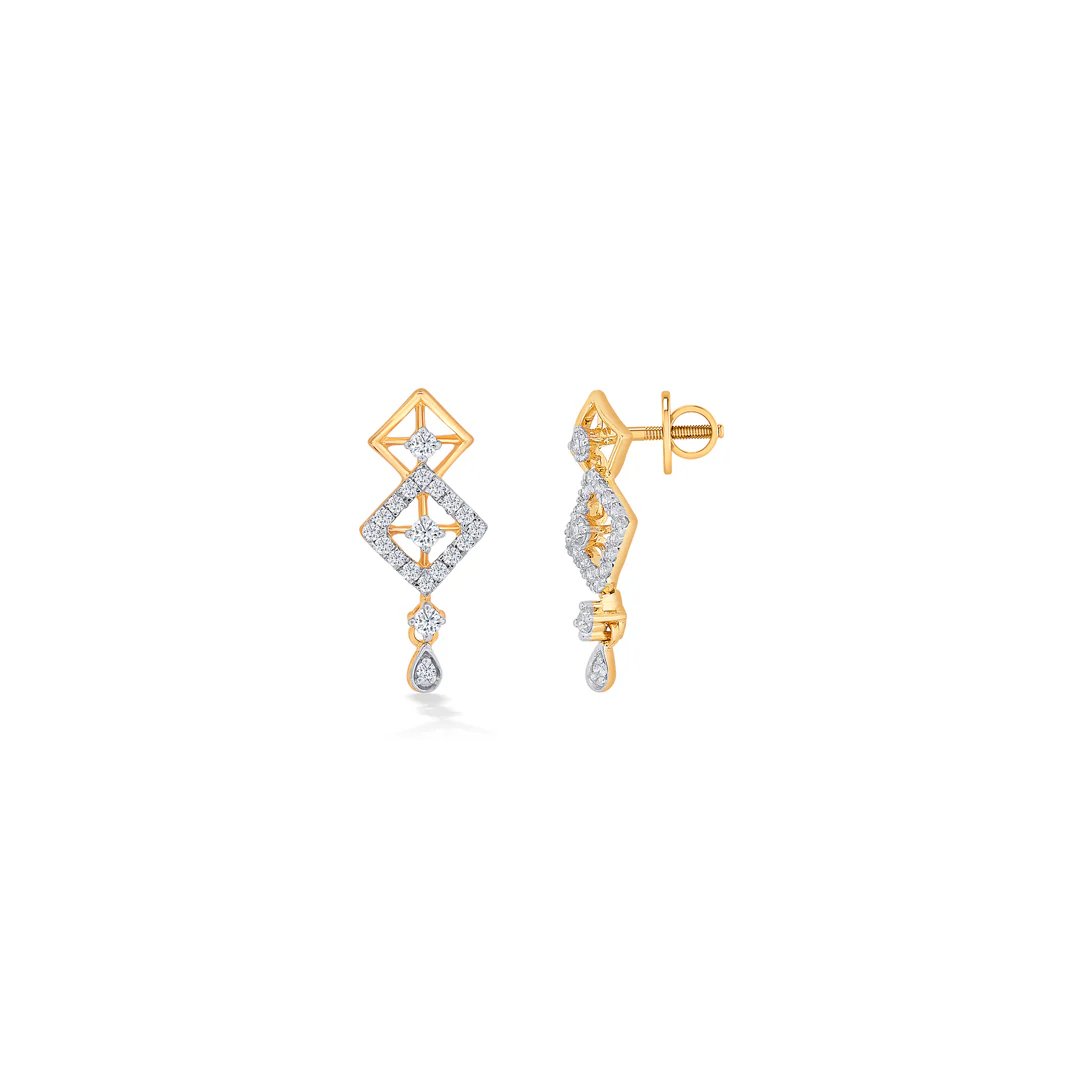 Kite Yellow Gold & Diamond Drops & Dangler Earring - Image 4