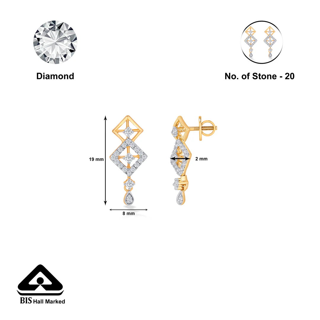 Kite Yellow Gold & Diamond Drops & Dangler Earring - Image 5