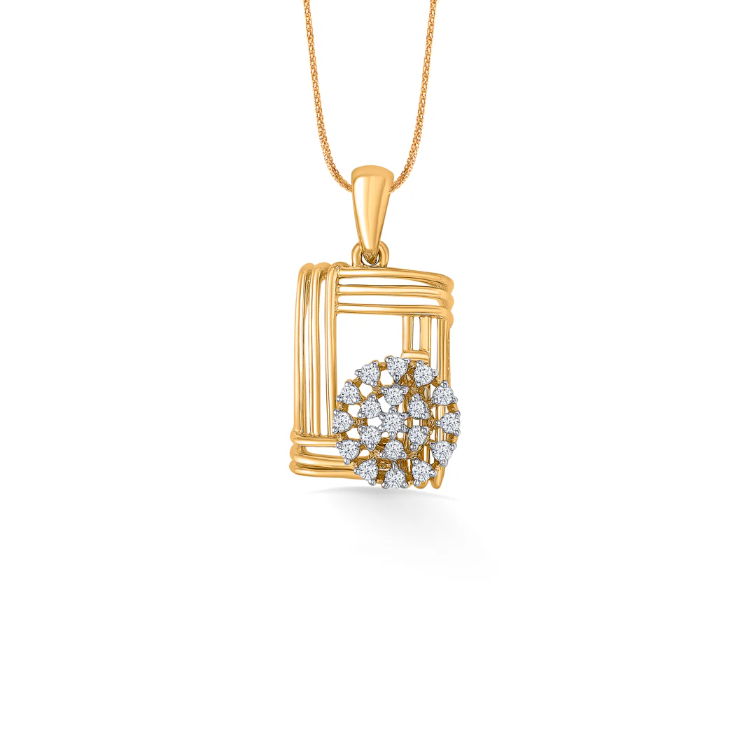 Lattice Glow Gold & Diamond Pendant Set For Women - Image 5