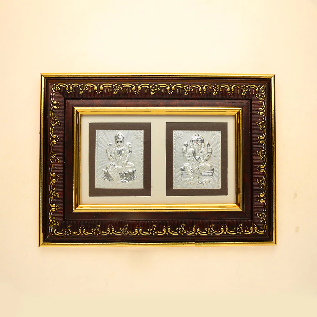 Laxmi and Ganpati Silver Frame - Image 2