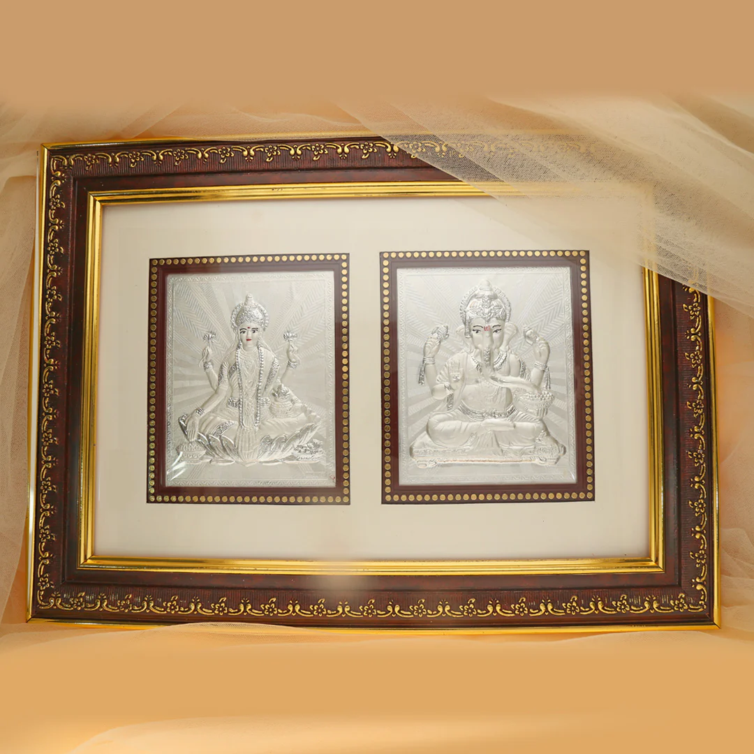 Laxmi and Ganpati Silver Frame - Image 3