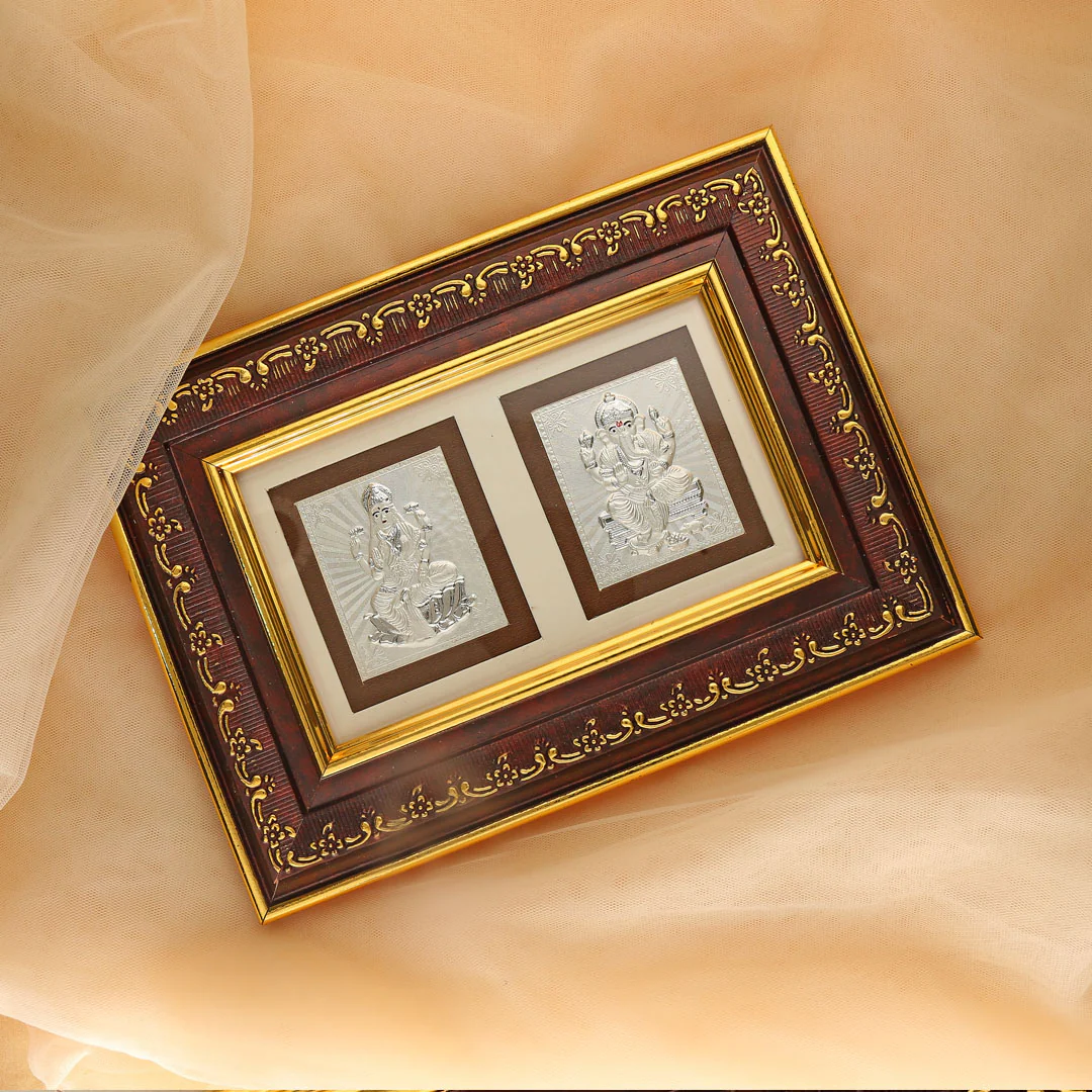 Laxmi and Ganpati Silver Frame - Image 6