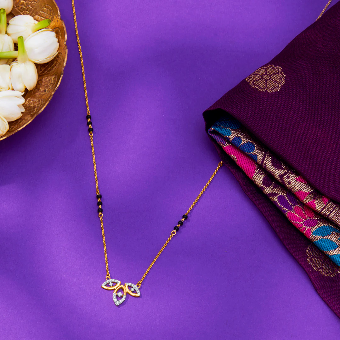 Leafy Allure Gold & Diamond Modern Mangalsutra for Women