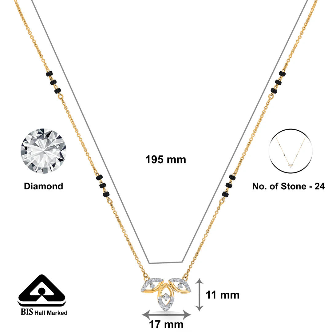 Leafy Allure Gold & Diamond Modern Mangalsutra for Women - Image 2