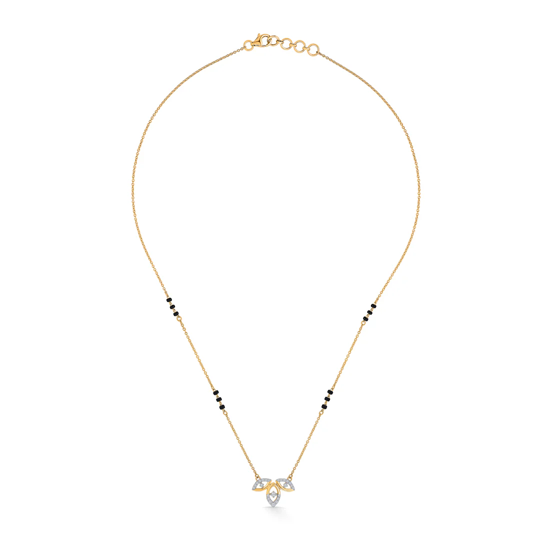 Leafy Allure Gold & Diamond Modern Mangalsutra for Women - Image 3