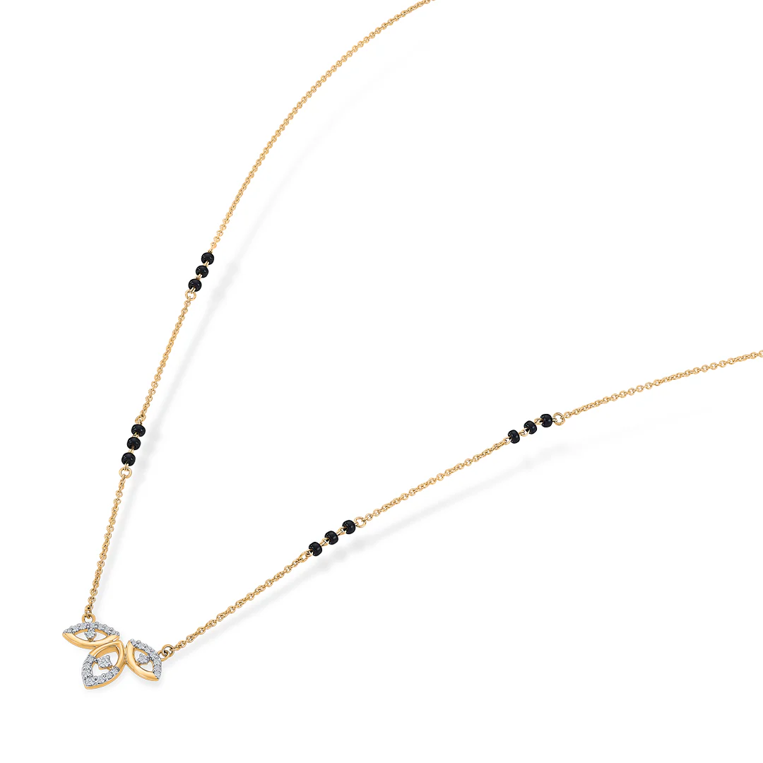Leafy Allure Gold & Diamond Modern Mangalsutra for Women - Image 4
