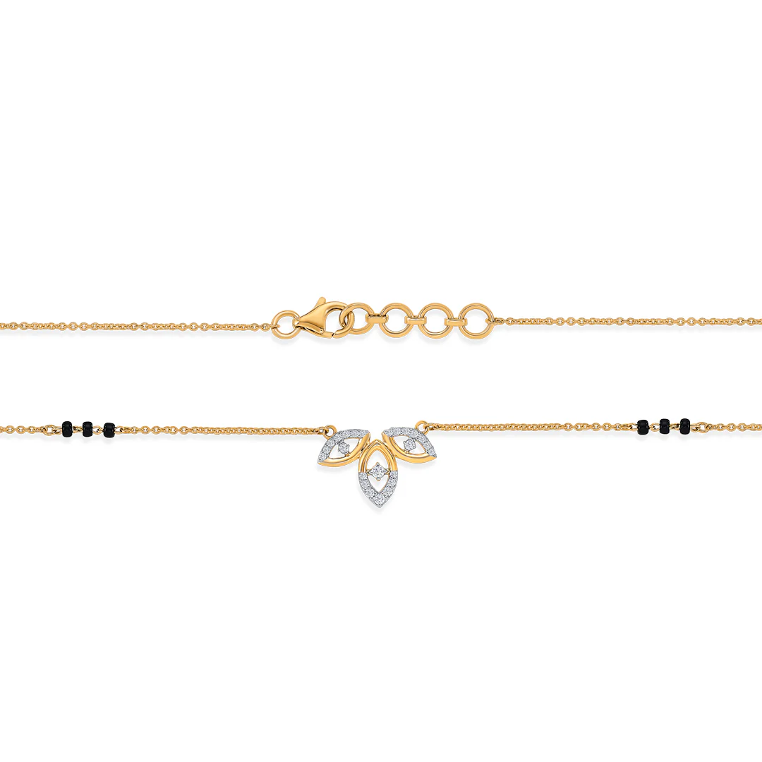 Leafy Allure Gold & Diamond Modern Mangalsutra for Women - Image 5