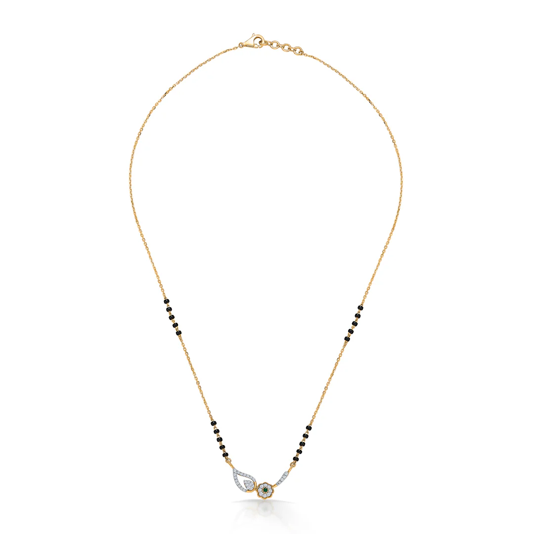 Leafy Elegance Gold & Diamond Modern Mangalsutra For Women - Image 2