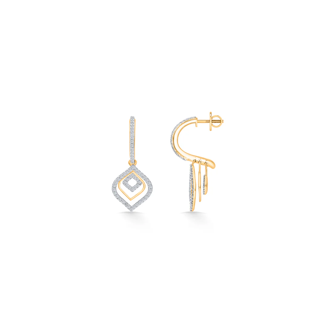 Leafy Gold & Diamond Diamond Earring Earring For Women - Image 3