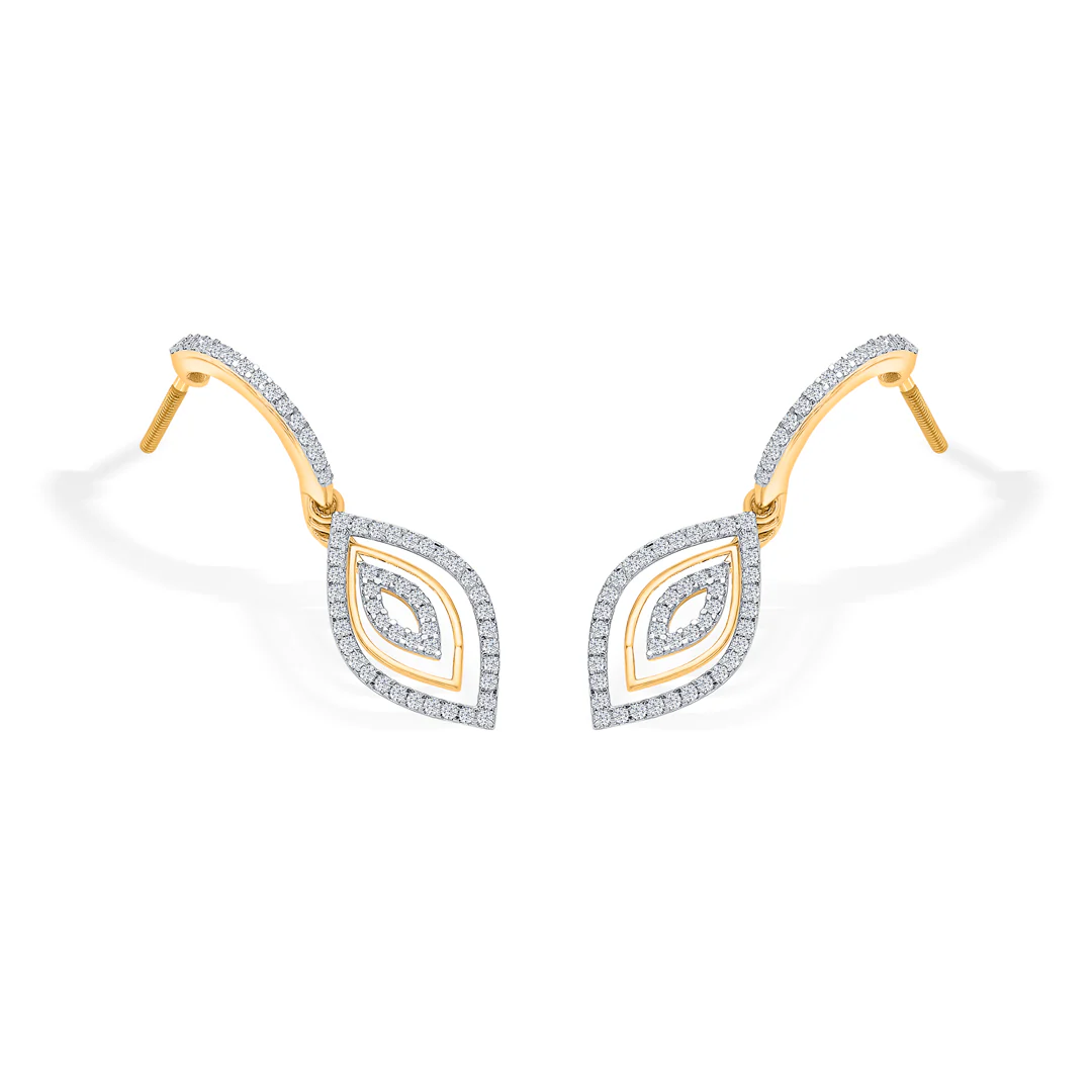 Leafy Gold & Diamond Drops & Dangler Earring For Women - Image 4