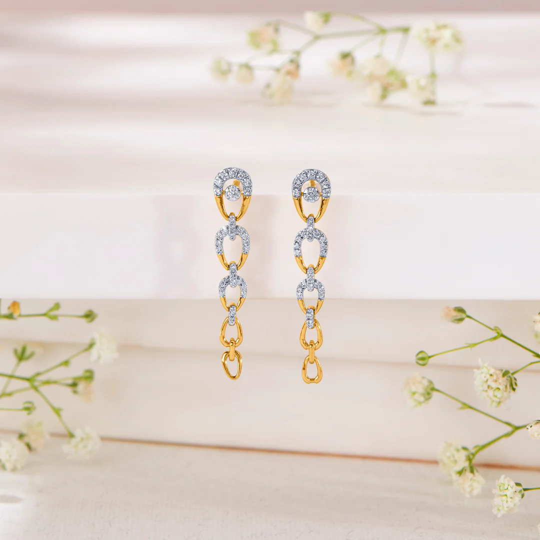Linked Grace Gold Dangler Earring For Women