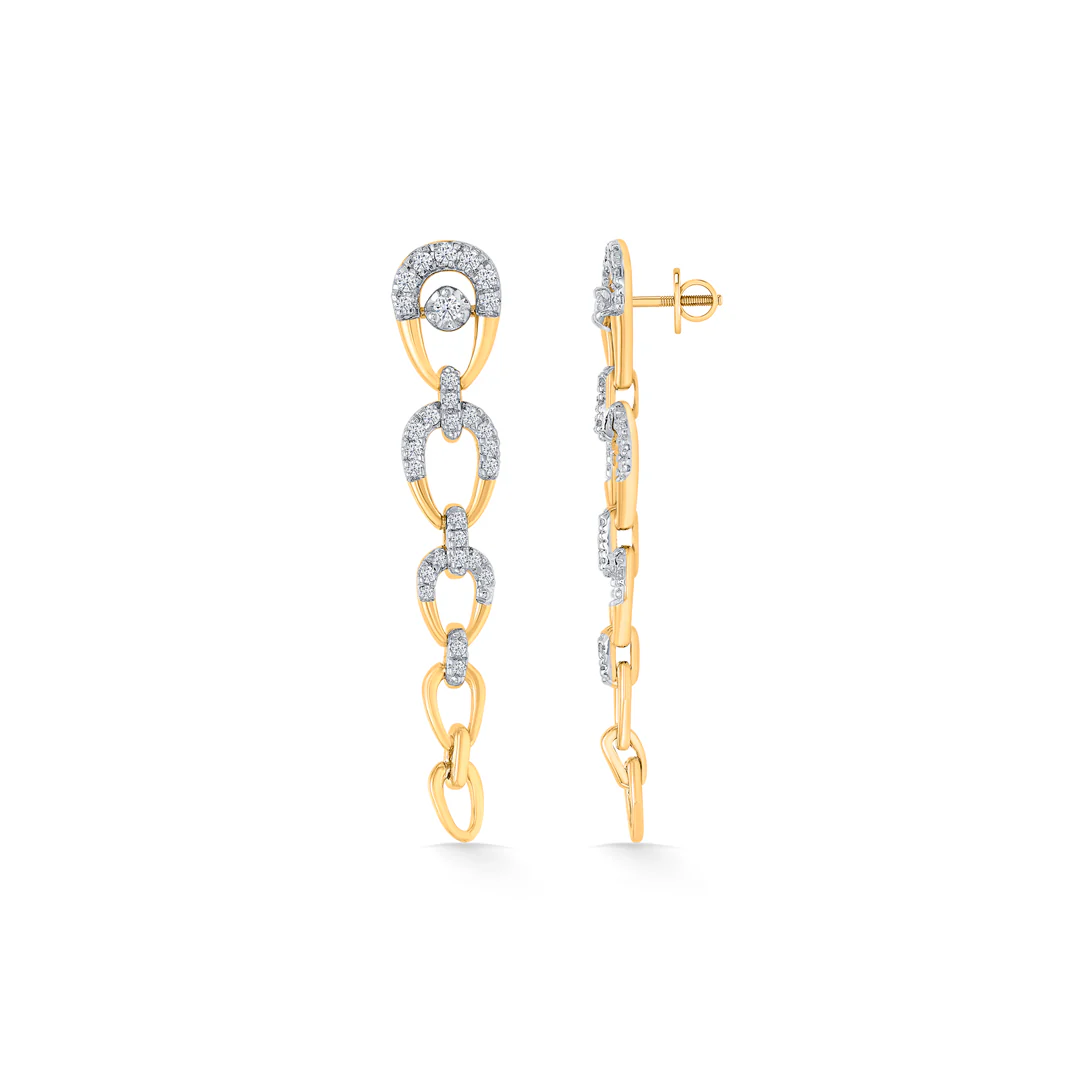 Linked Grace Gold Dangler Earring For Women - Image 3