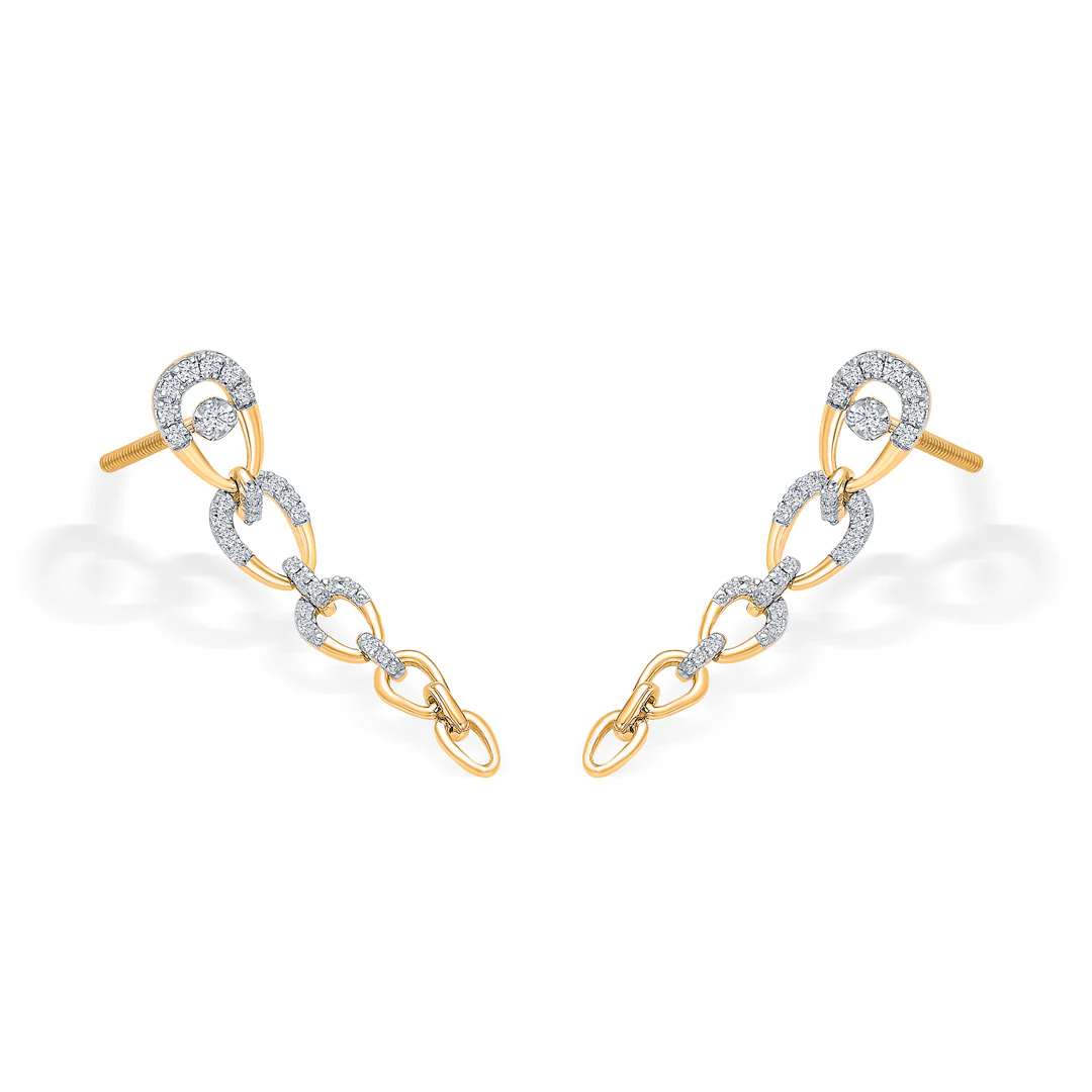 Linked Grace Gold Dangler Earring For Women - Image 4