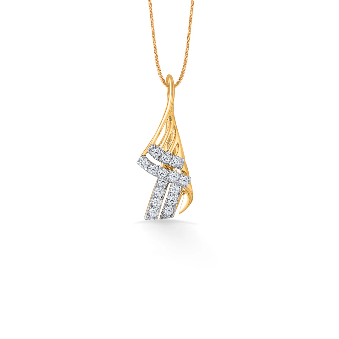Luminous Drift Gold & Diamond Pendant Set For Women - Image 2