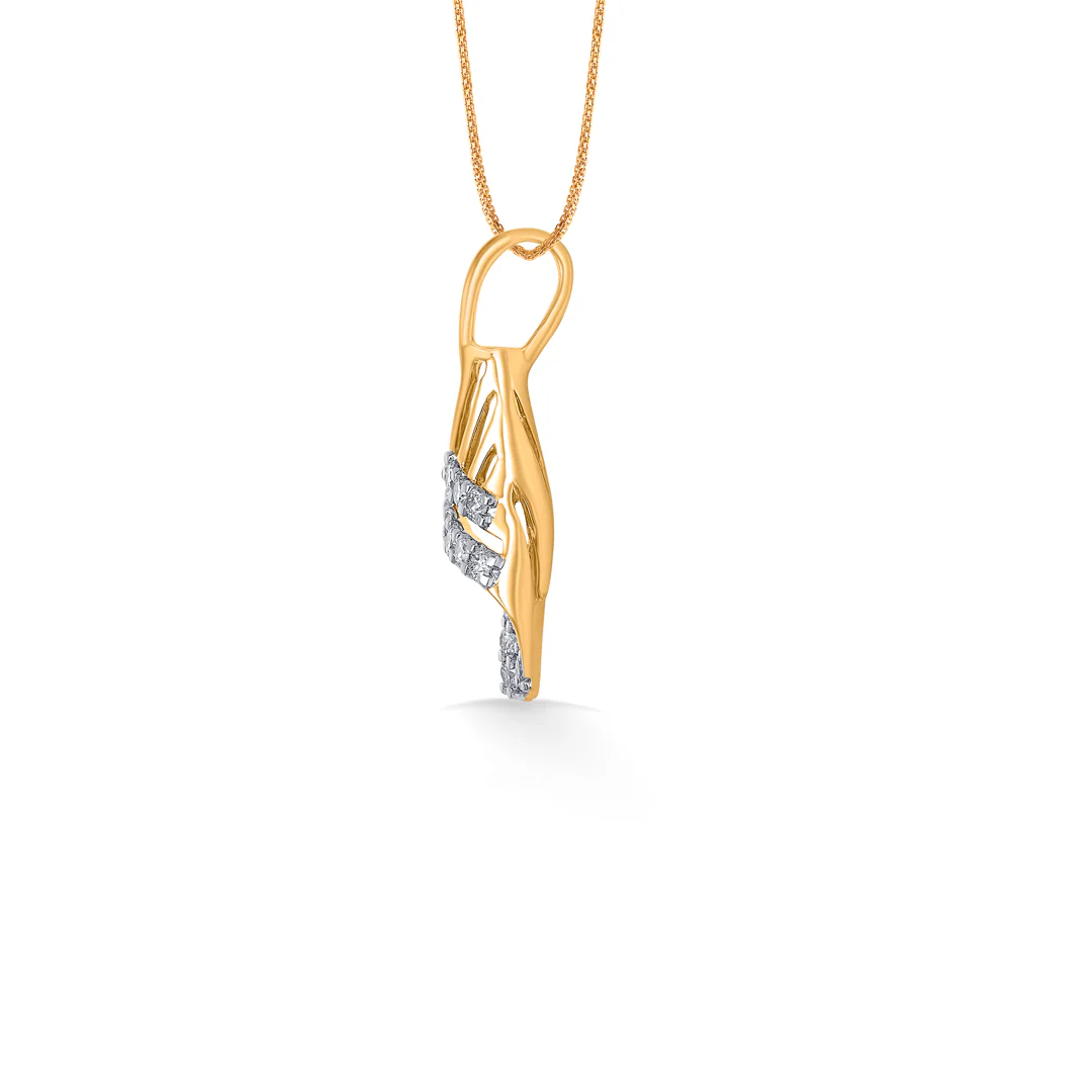 Luminous Drift Gold & Diamond Pendant Set For Women - Image 3