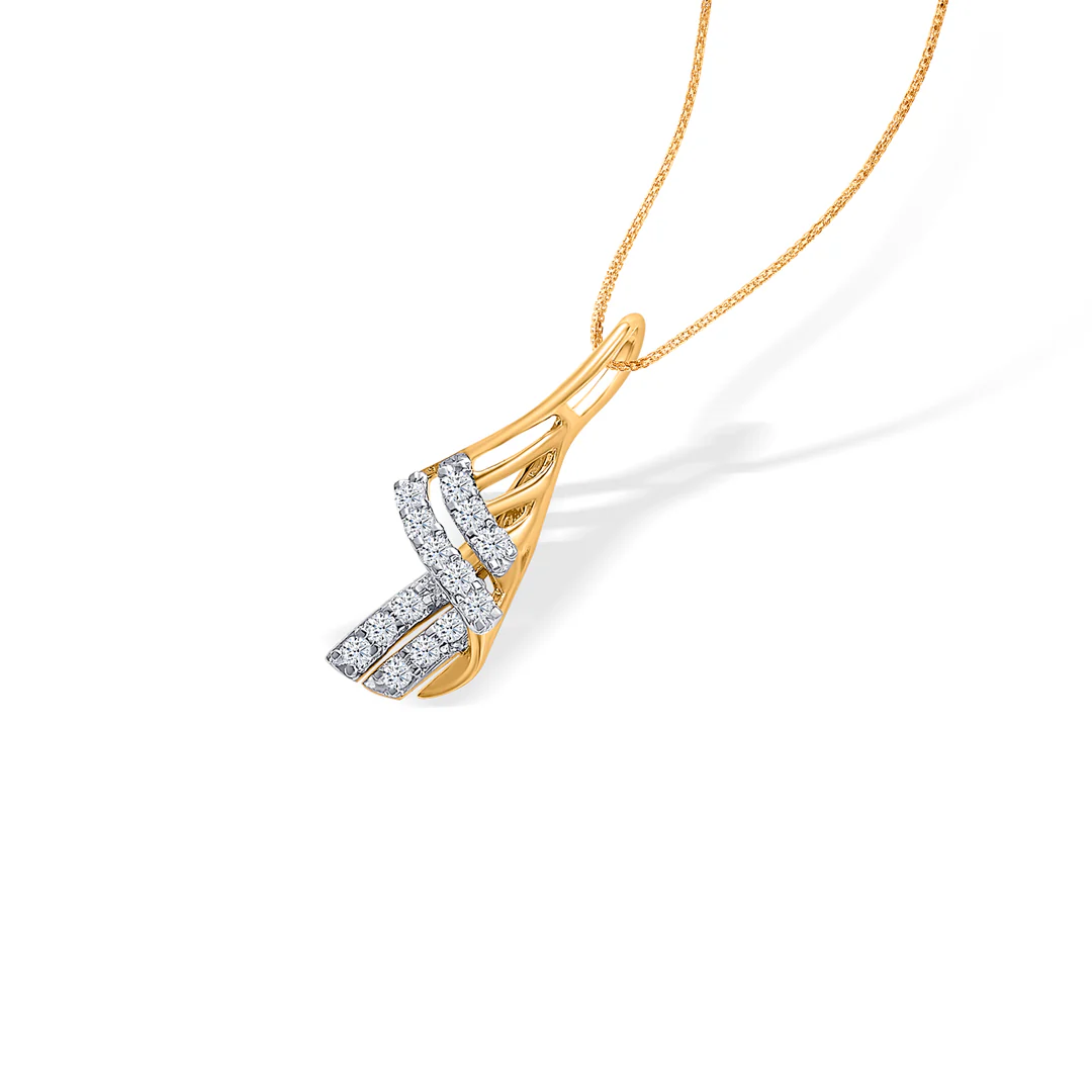 Luminous Drift Gold & Diamond Pendant Set For Women - Image 4