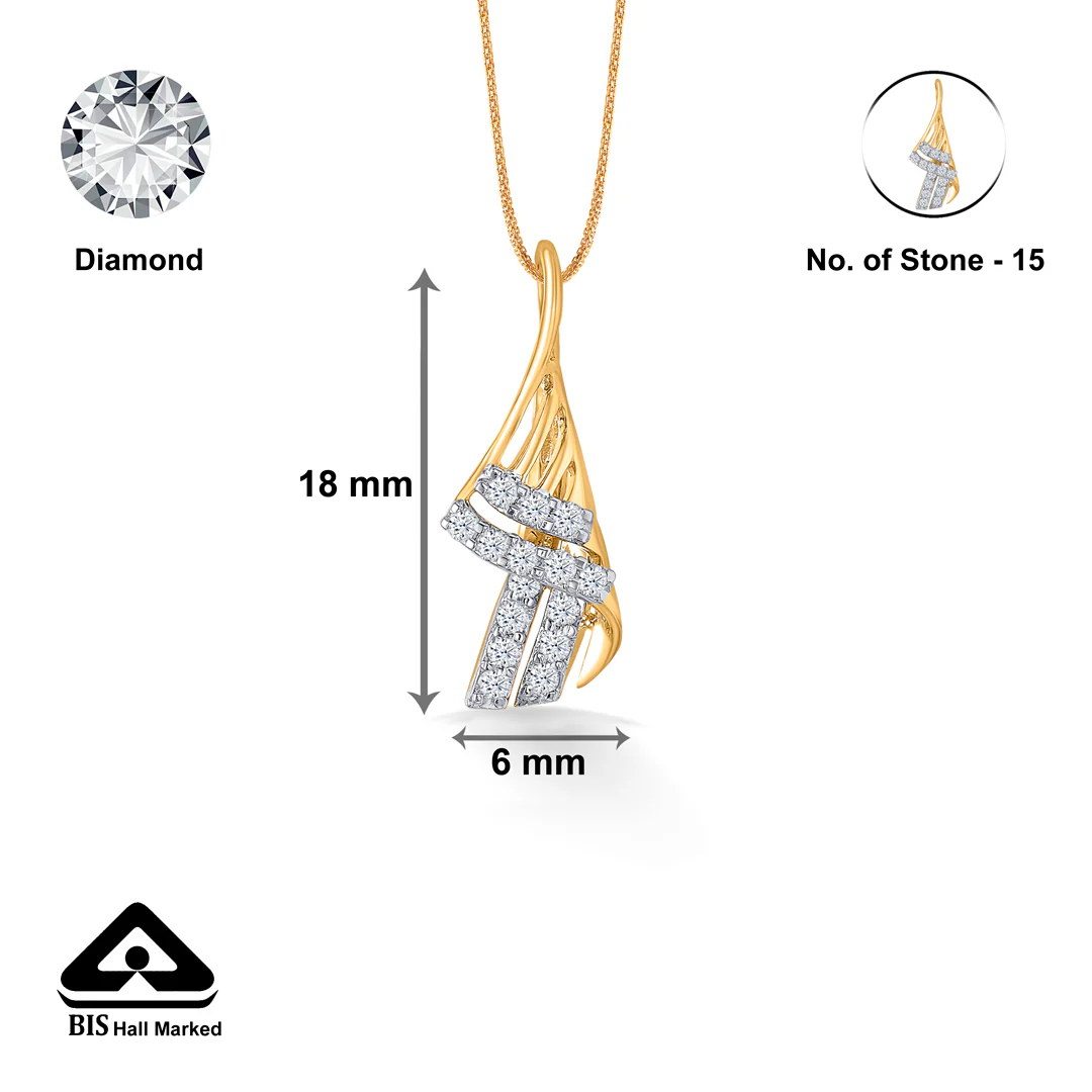 Luminous Drift Gold & Diamond Pendant Set For Women - Image 9