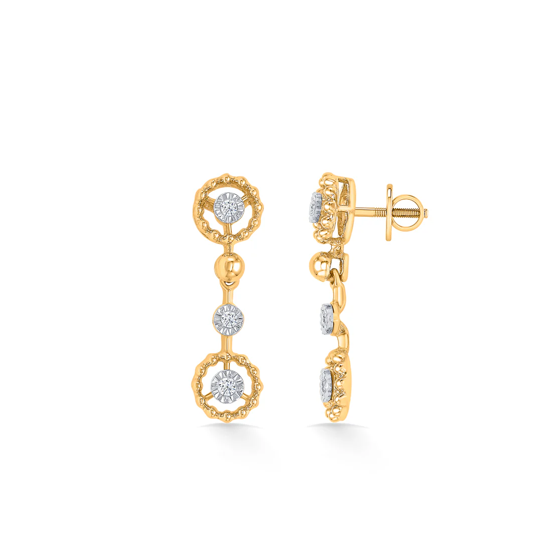 Luminous Gold & Diamond Drops & Dangler Earring for Women - Image 3