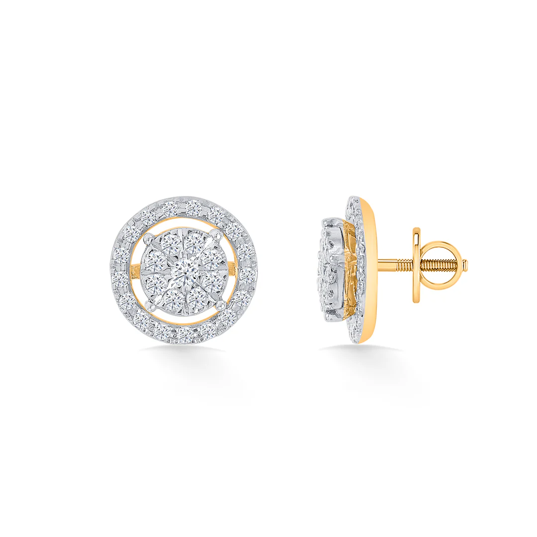Lunaflower Gold & Diamond Stud Earring For Women - Image 3