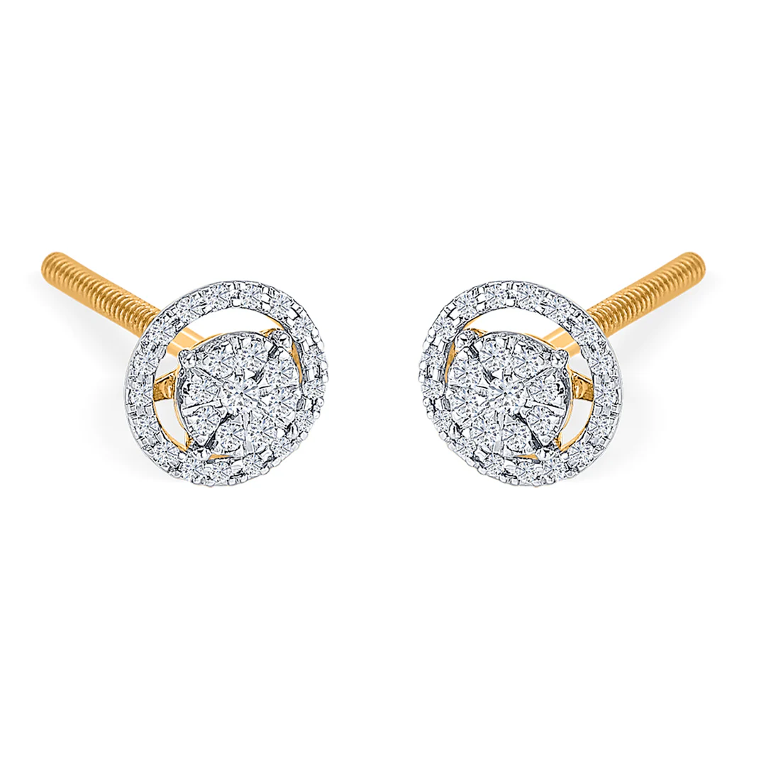 Lunaflower Gold & Diamond Stud Earring For Women - Image 4