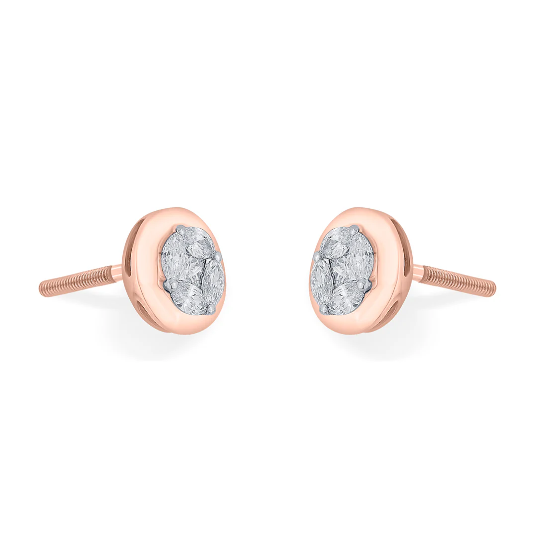 Lunar Eclipse Yellow Gold Stud Earring for Women - Image 3