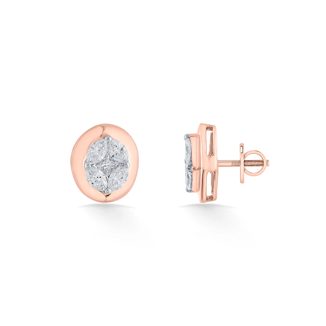 Lunar Eclipse Yellow Gold Stud Earring for Women - Image 4