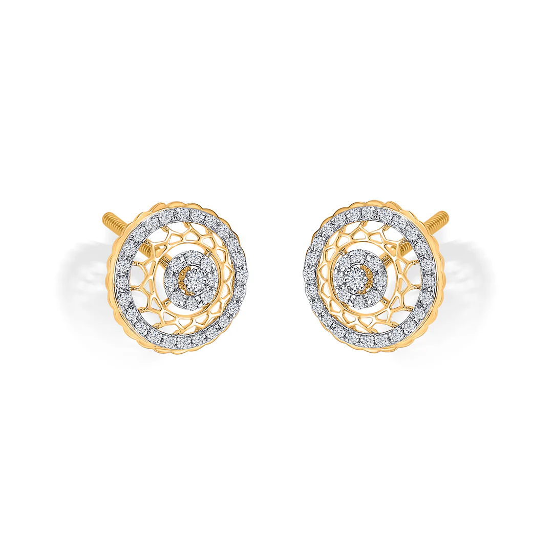 Lunaria Bloom Gold & Diamond Stud Earring - Image 3
