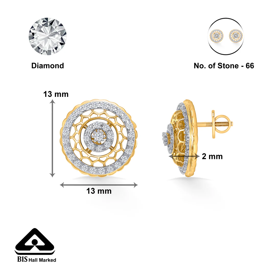 Lunaria Bloom Gold & Diamond Stud Earring - Image 4
