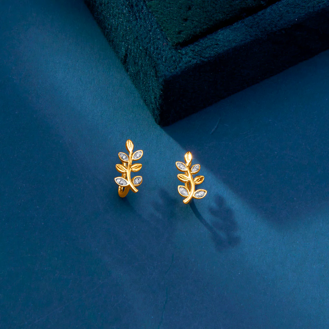 Lush Leaflets Gold & Diamond Earring for Women