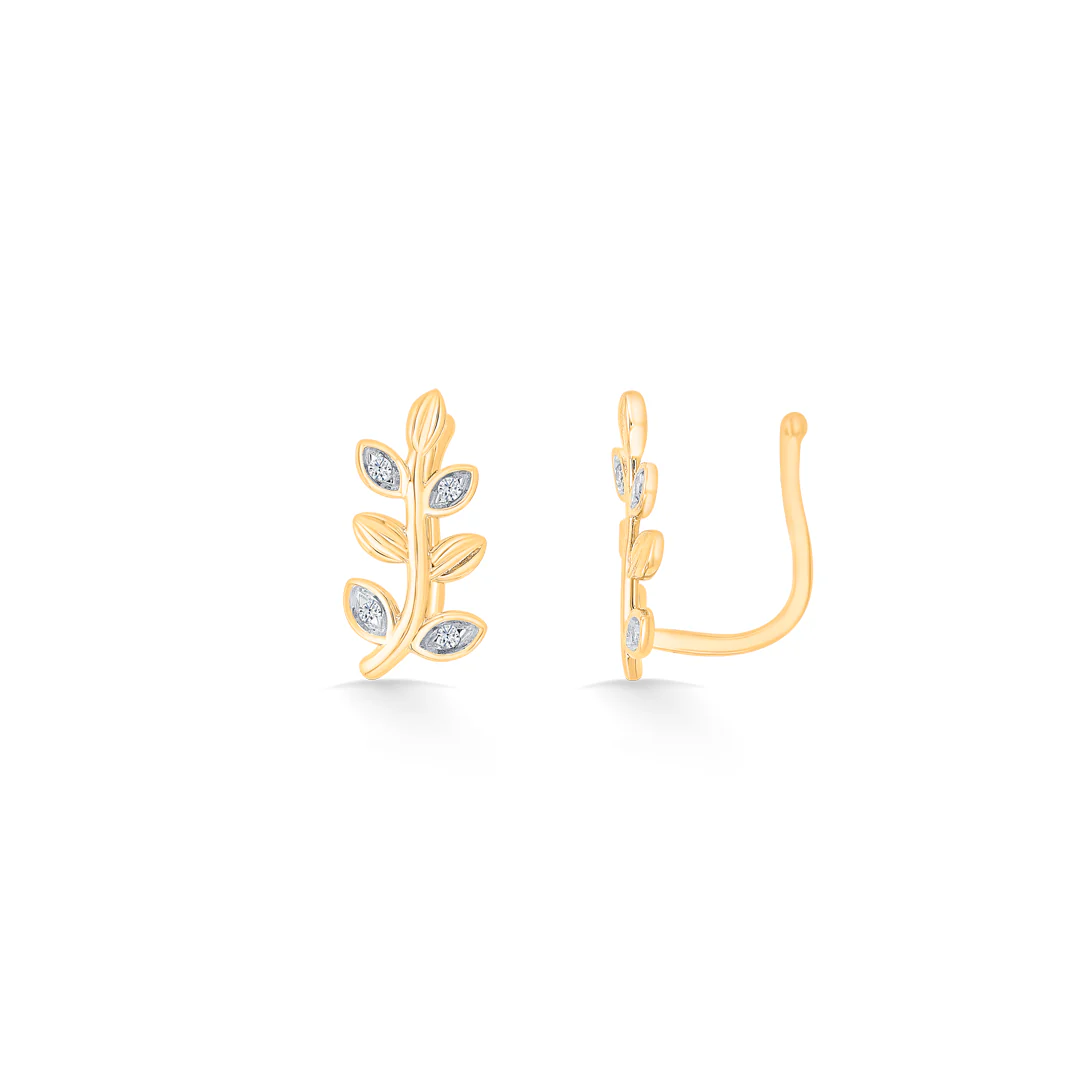 Lush Leaflets Gold & Diamond Earring for Women - Image 4
