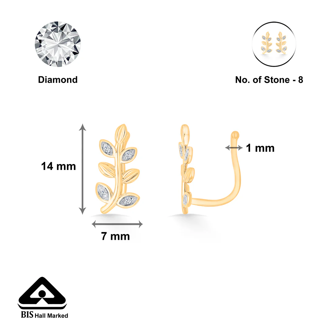 Lush Leaflets Gold & Diamond Earring for Women - Image 5