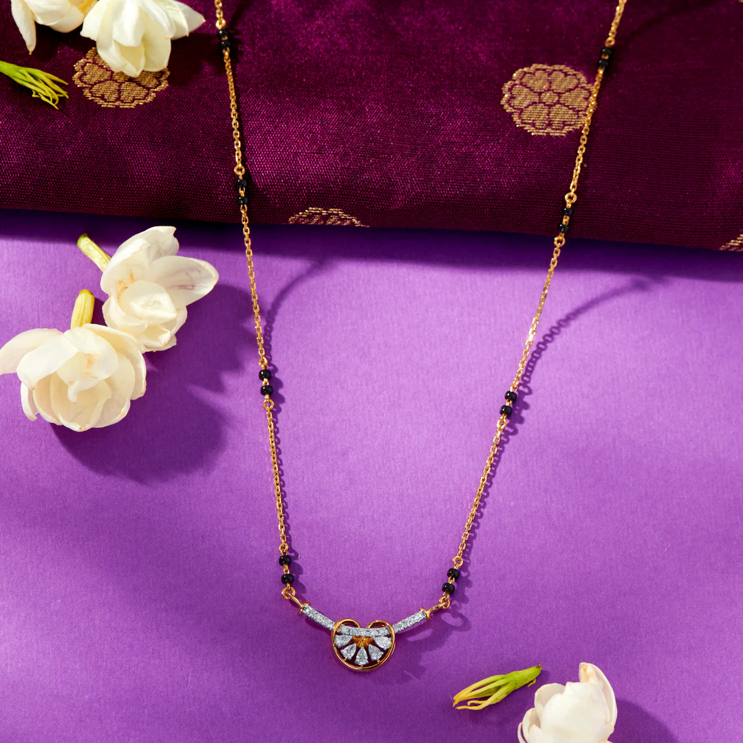 Lustrous Heart Gold & Diamond Modern Mangalsutra For Women
