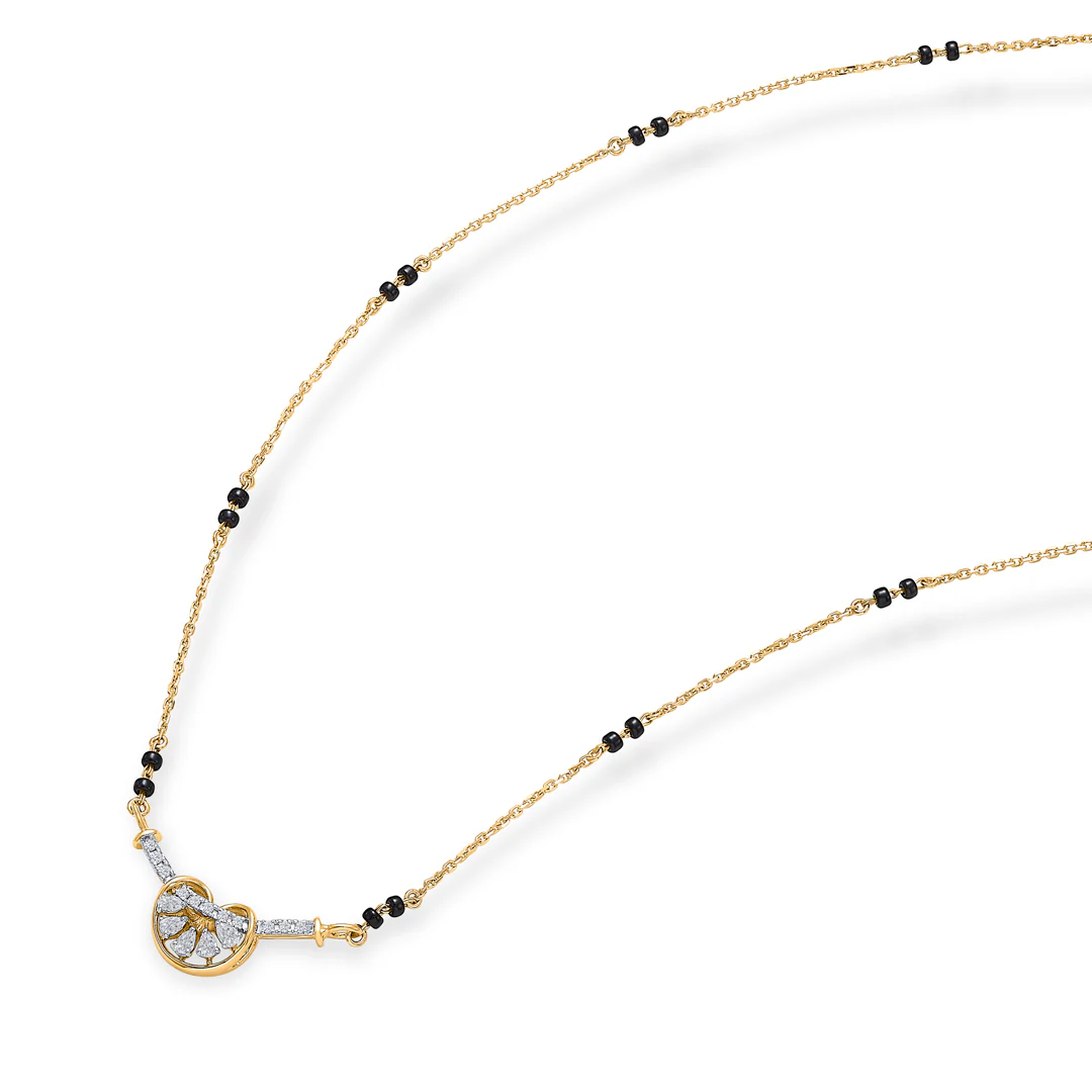 Lustrous Heart Gold & Diamond Modern Mangalsutra For Women - Image 3