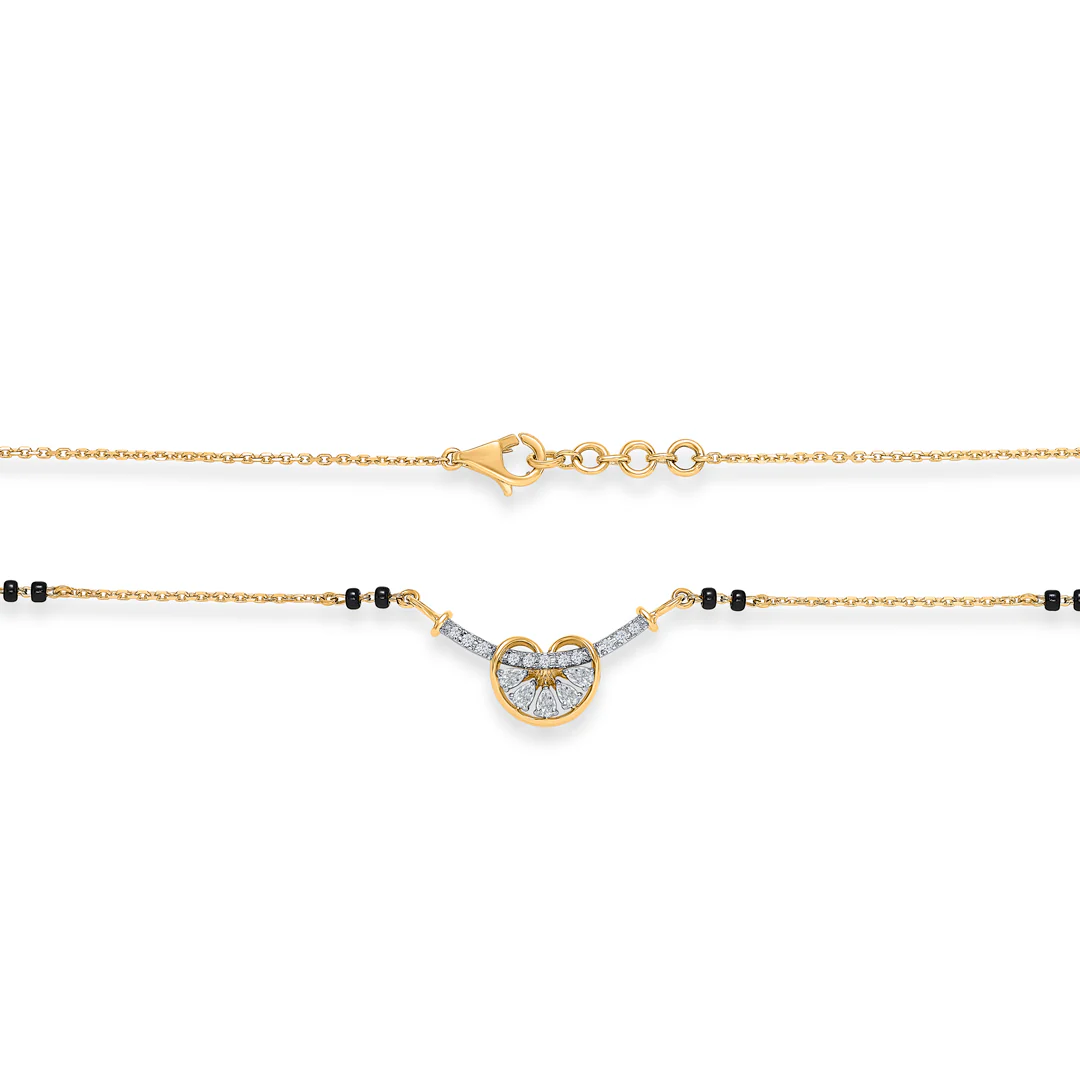 Lustrous Heart Gold & Diamond Modern Mangalsutra For Women - Image 4