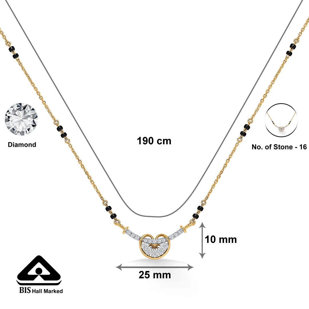 Lustrous Heart Gold & Diamond Modern Mangalsutra For Women - Image 5
