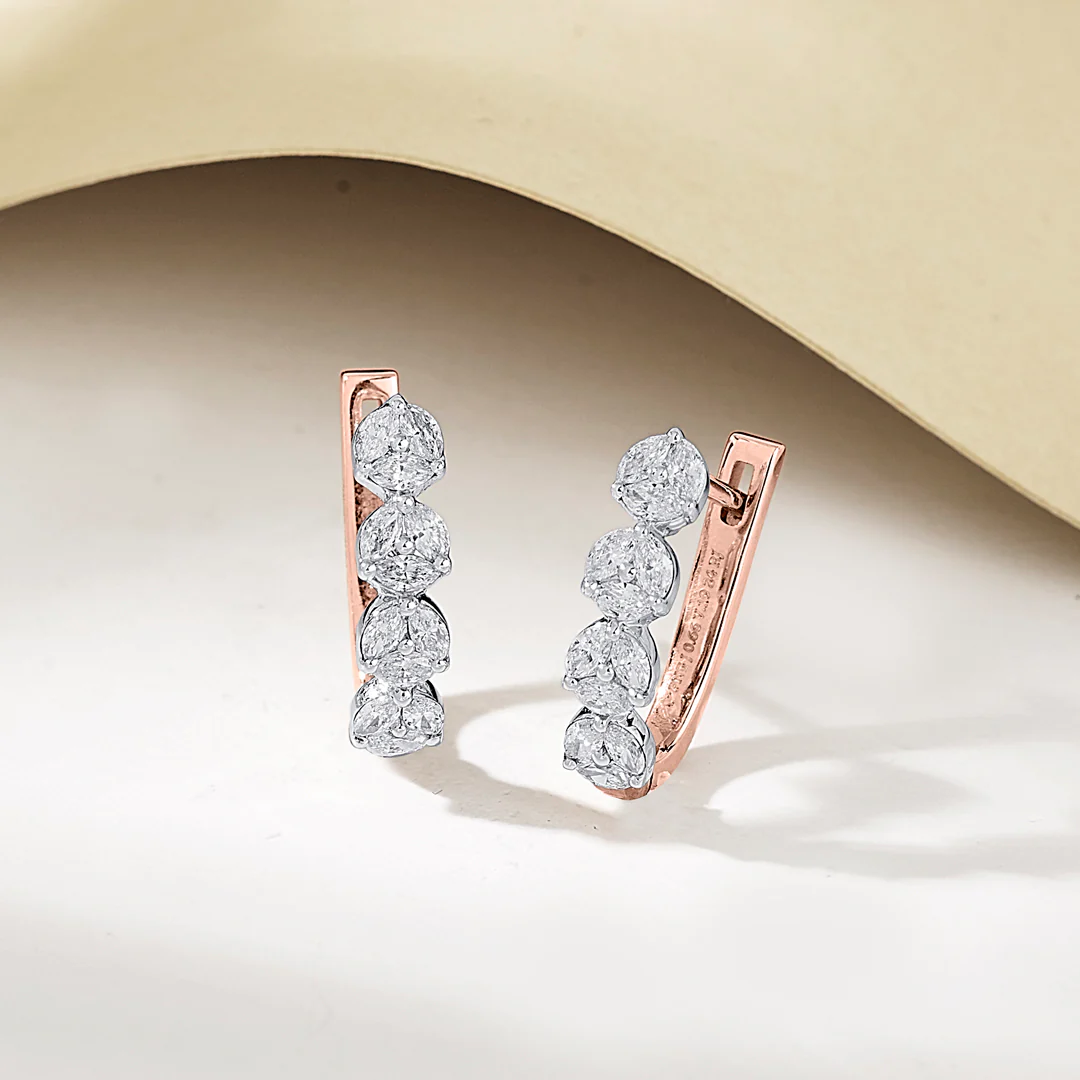 Lustrous Layers Gold Stud Diamond Earring for Women